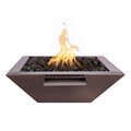 The Outdoor Plus 36 Square Maya Fire & Water Bowl - Powder Coated Metal - Copper Vein - Match Lit - Natural Gas OPT-36SQPCFW-CPV-NG